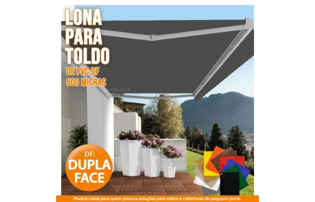 Lona DF Dupla Face Cinza PVC Vinil Espessura 500 Micras