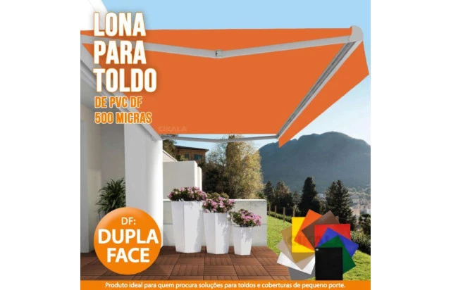 Lona DF Dupla Face Laranja PVC Vinil Espessura 500 Micras