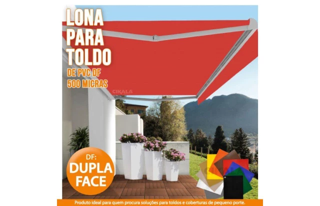 Lona DF Dupla Face Vermelha PVC Vinil Espessura 500 Micras
