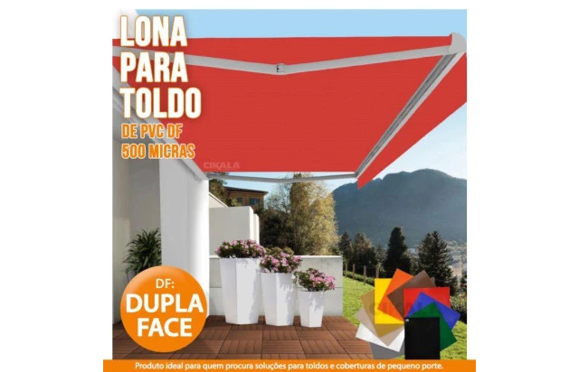 Lona DF Dupla Face Vermelha PVC Vinil Espessura 500 Micras