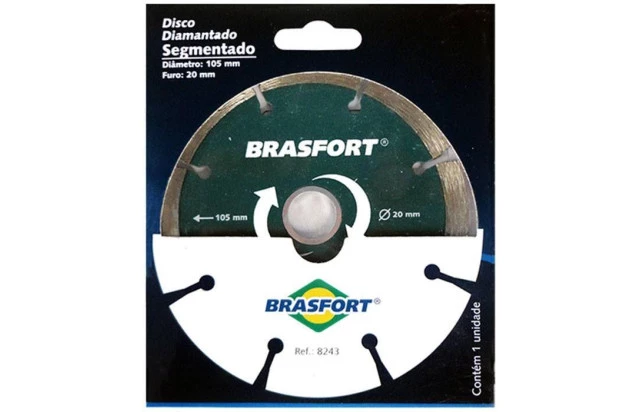 Disco Diamantado Segmentado Corte Seco 105x20mm Brasfort