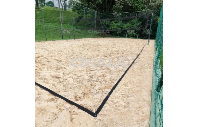 Fita Marcação Preta 16x8 M + 4 Estacas + Bolsa Beach Tennis