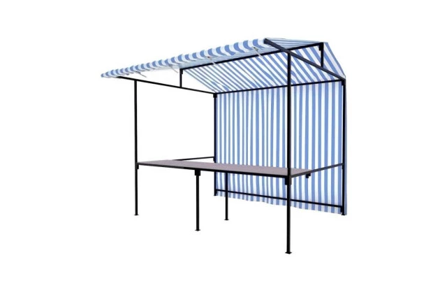 Lona para Barraca de Feira Listrada Azul x Branca - A Escolha Ideal para Feiras e Eventos