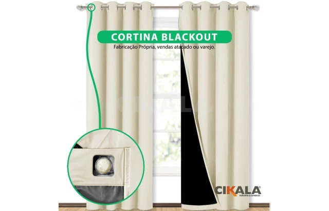 Cortina Blackout Areia Maitê - Privacidade e Bloqueio Total de Luz para Sua Casa