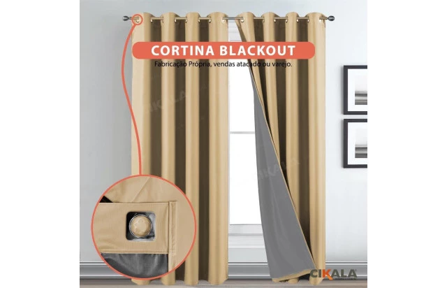 Cortina Blackout Palha Maitê - Privacidade e Bloqueio Total de Luz para Sua Casa