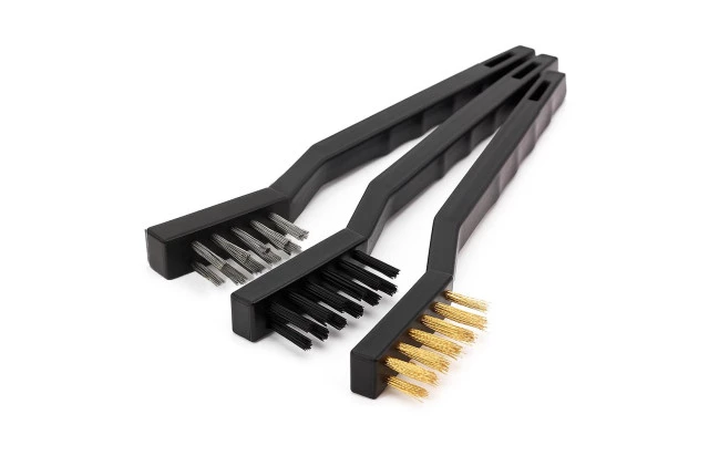 Escova de Aço Manual Kit com 3 Peças Mini Escova Aço, Latão e Nylon