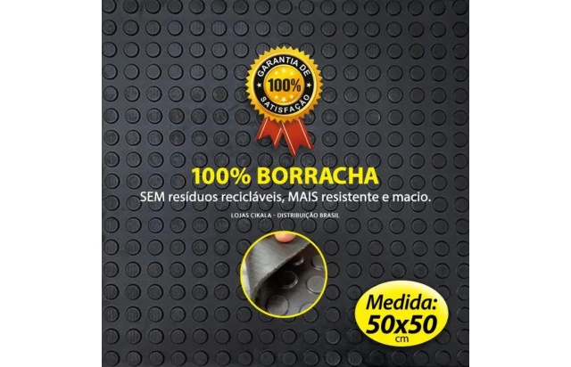 01 Piso Moeda Preto Borracha Antiderrapante 50x50cm