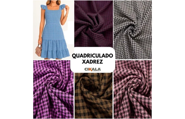 Tecido Malha Quadriculado Xadrez 01x1,45 M -  Ideal para Vestidos, Blusas e Saias