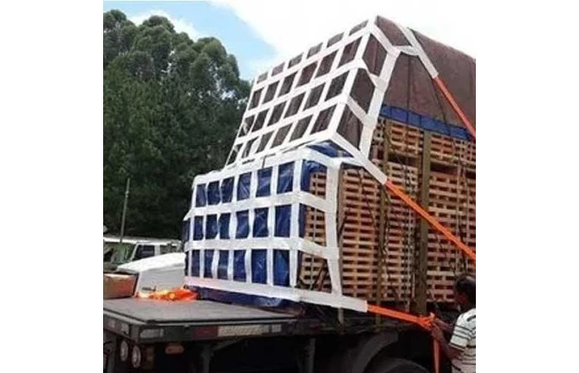 Rede Contenção de Cargas Cinta 50 mm 3x3 Metros 3 Ton  4 pontos 02 Alças abertura 30 cm Poliester