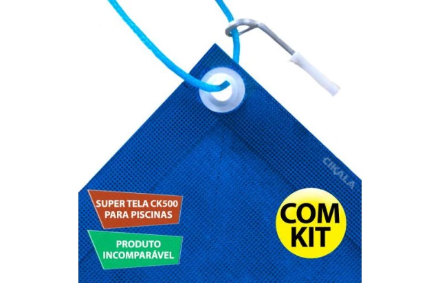 Tela para Piscina Azul CK500 Micras PVC Vinil + Kit de Instalação - Proteção para Pets, Evita Quedas e Acidentes