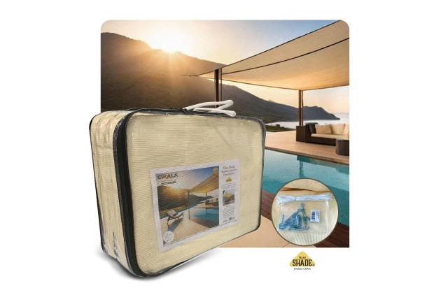 Tela Toldo Sombreamento Areia com Argola Inoxidável - Cobertura Garagem Pergolado Piscina Área Externa