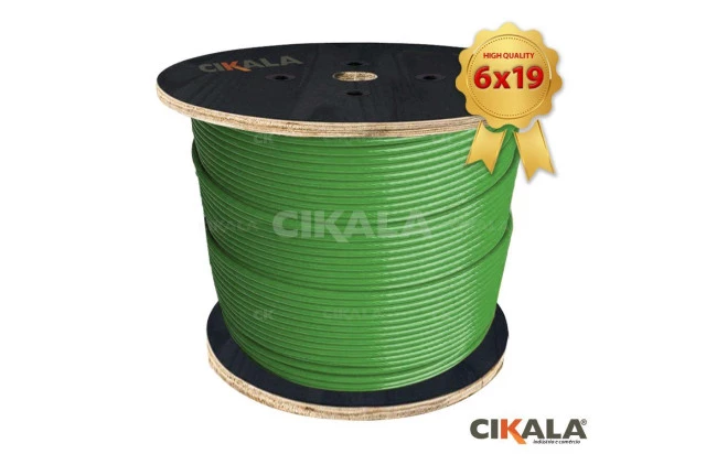 Cabo de Aço Revestido 4,8mm 3/16" 6X19 AF Verde para Aparelhos de Academia Super Flexível