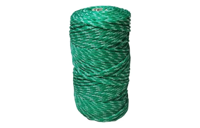 Corda Poliéster 3mm Verde e Branca Trançada Rolo 1/2KG Multiuso Resistente para Amarração
