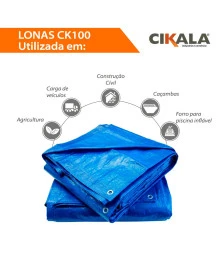 Lona Plástica Azul Impermeável CK100 Micras - Cobertura de Telhados Barracas Obras Material de Construção