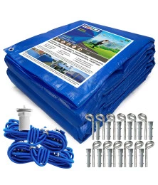 Capa para Piscina CK300 Micras Polietileno + Kit de Instalação - Proteção contra Sujeira, Poeira e Folhas