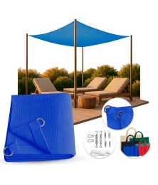 Tela Shade 90% Sombreamento Azul Reforçada - Cobertura Garagem Pergolado Piscina Área Externa M2