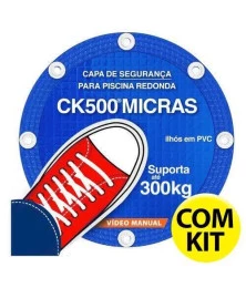 Capa de Segurança Redonda para Piscina CK500 Micras PVC Vinil + Kit de Instalação - Suporta Peso, Evita Quedas e Acidentes