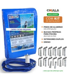 Capa para Piscina CK300 Micras Polietileno + Kit de Instalação - Proteção contra Sujeira, Poeira e Folhas