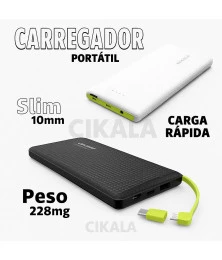 Carregador Portátil 10000mah Power Bank Pining
