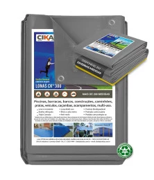 Lona para Cobertura Impermeável Cinza CK300 Micras - Telhado Obra Festa Barraca Buffet M2