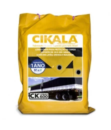Lona para Caminhão CK600 Micras Emborrachada PVC Vinil Amarela x Preta com Ilhós