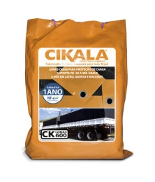 Lona para Caminhão CK600 Micras Emborrachada PVC Vinil Laranja x Preta com Ilhós