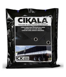 Lona para Caminhão CK600 Micras Emborrachada PVC Vinil Preta x Preta com Ilhós
