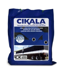 Lona para Caminhão CK600 Micras Emborrachada PVC Vinil Azul x Preta com Ilhós