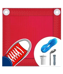 Capa de Segurança para Piscina CKP550 Vermelha + Kit de Instalação - Suporta Peso, Evita Quedas e Acidentes