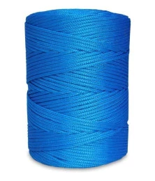 Corda Poliéster 5mm Azul Trançada Rolo 1KG Multiuso Resistente para Amarração
