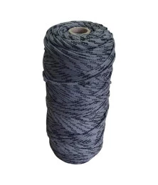 Corda Poliéster 2mm Cinza e Preta Trançada Rolo 1/2KG Multiuso Resistente para Amarração