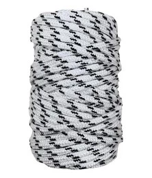 Corda Poliéster 3mm Branca e Preta Trançada Rolo 1/2KG Multiuso Resistente para Amarração