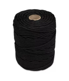 Corda Poliéster 3mm Preta Trançada Rolo 1KG Multiuso Resistente para Amarração