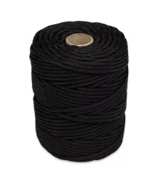 Corda Poliéster 3mm Preta Trançada Rolo 1KG Multiuso Resistente para Amarração