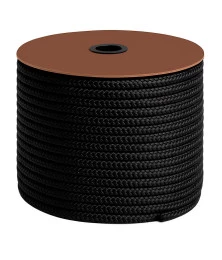Corda Poliéster 8mm Trançada Preta - Multiuso Resistente para Amarração