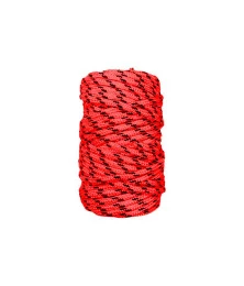 Corda Poliéster 2mm Vermelha e Preta Trançada Rolo 1/2KG Multiuso Resistente para Amarração
