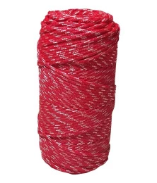 Corda Poliéster 4mm Vermelha e Branca Trançada Rolo 1/2KG Multiuso Resistente para Amarração