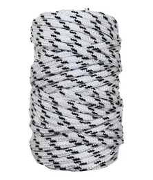 Corda Poliéster 2mm Branca e Preta Trançada Rolo 1/2KG Multiuso Resistente para Amarração