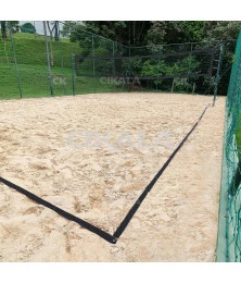 Fita Marcação Preta 16x8 M + 4 Estacas + Bolsa Beach Tennis
