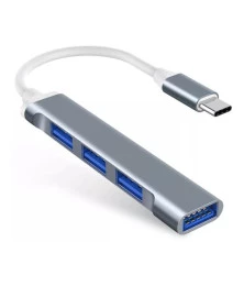 Adaptador Hub USB 4 em 1 com Entrada Tipo C Multifuncional