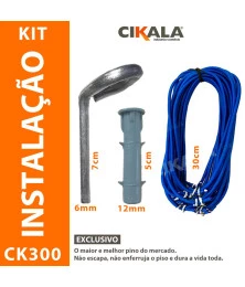 Kit de Instalação Capas para Piscina CK300 Micras Azul - Pinos em Alumínio + Buchas + Extensores Azuis