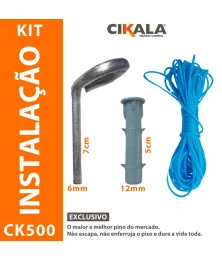 Kit de Instalação Capas para Piscina CK500 Micras - Pinos em Alumínio + Buchas + Corda Azul