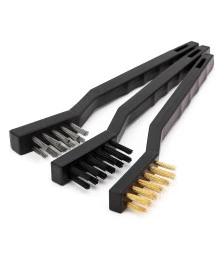 Escova de Aço Manual Kit com 3 Peças Mini Escova Aço, Latão e Nylon