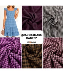 Tecido Malha Quadriculado Xadrez 01x1,45 M -  Ideal para Vestidos, Blusas e Saias