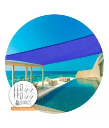 Tela Shade 90% Sombreamento Azul Reforçada - Cobertura Garagem Pergolado Piscina Área Externa