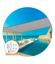 Tela Shade 90% Sombreamento Cinza Reforçada 4x3 - Cobertura Garagem Pergolado Piscina Área Externa
