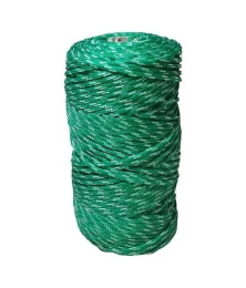 Corda Poliéster 2mm Verde e Branca Trançada Rolo 1/2KG Multiuso Resistente para Amarração