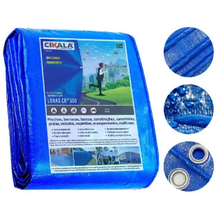 Lona CK300 Micras Azul 8x4 M Polietileno para Cobertura de Camping Telhado Obra Festa Churrasco Barraca Buffet