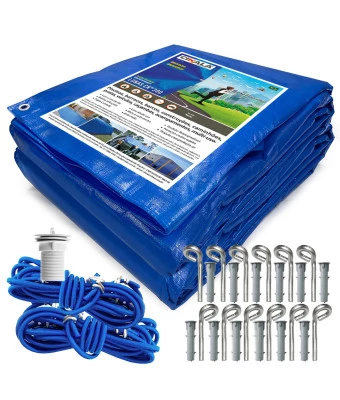 Capa para Piscina CK300 Micras Polietileno + Kit de Instalação - Proteção contra Sujeira, Poeira e Folhas